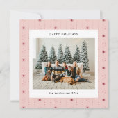 赤とピンクの星の壁紙写真ホリデーカード シーズンカード (正面)