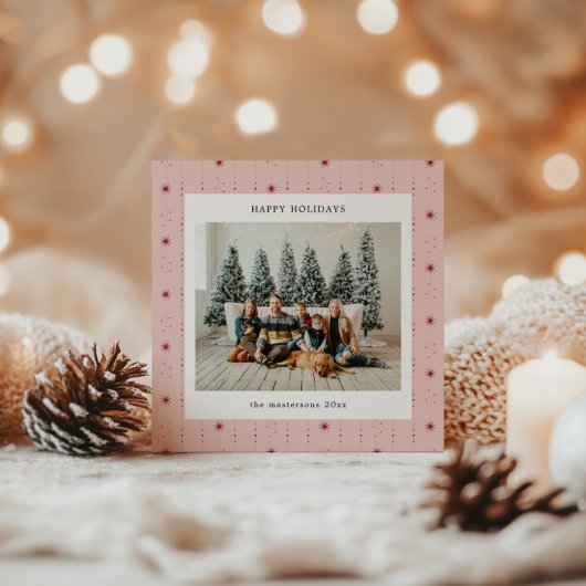 赤とピンクの星の壁紙写真ホリデーカード シーズンカード