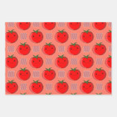 赤とピンクの格子柄トマトタータンチェック柄 ラッピングペーパーシート (正面3)