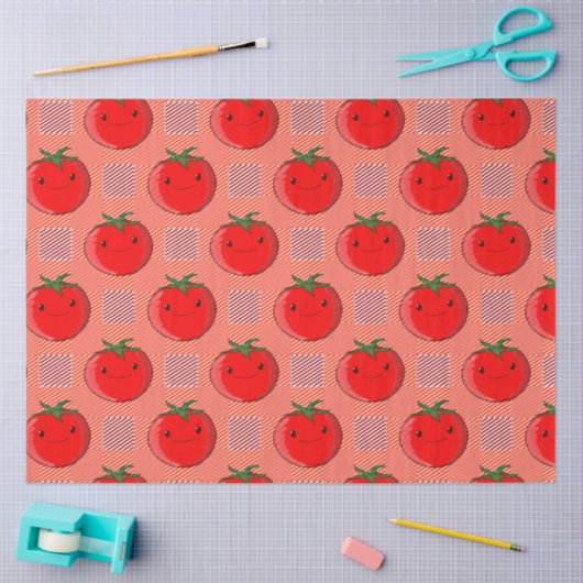 赤とピンクの格子柄トマトタータンチェック柄 薄葉紙 (クラフト)