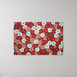 赤とピンクの桜 - インパスト壁画 キャンバスプリント
