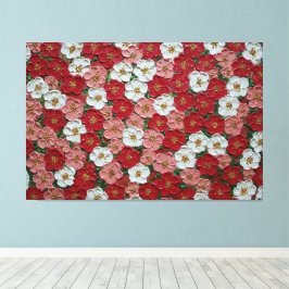 赤とピンクの桜 - インパスト壁画 キャンバスプリント