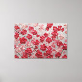 赤とピンクの桜 - インパスト壁画 キャンバスプリント (正面)