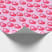 赤とピンクの棒つきキャンデーハートかわいいバレンタイン ラッピングペーパー (角)