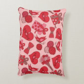 赤とピンクの母親の日のパターン アクセントクッション (裏面(縦))