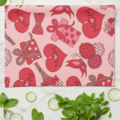 赤とピンクの母親の日のパターン キッチンタオル (折り畳み)