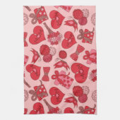 赤とピンクの母親の日のパターン キッチンタオル (縦)