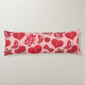 赤とピンクの母親の日のパターン ボディピロー (裏面)