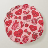 赤とピンクの母親の日のパターン ラウンドクッション (裏面)
