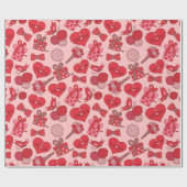 赤とピンクの母親の日のパターン ラッピングペーパー (フラット)
