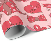 赤とピンクの母親の日のパターン ラッピングペーパー (ロールコーナー)