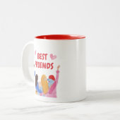 赤とピンクの水の色の友最高の達マグ ツートーンマグカップ (正面左)