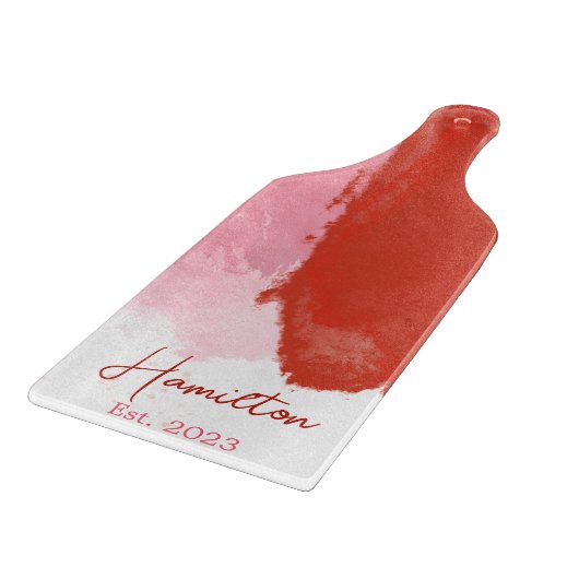 赤とピンクの水の色モノグラムが確立 カッティングボード (角)