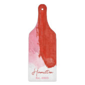 赤とピンクの水の色モノグラムが確立 カッティングボード (正面)
