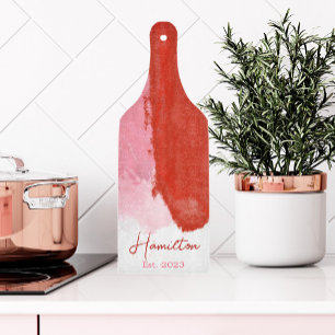 赤とピンクの水の色モノグラムが確立 カッティングボード