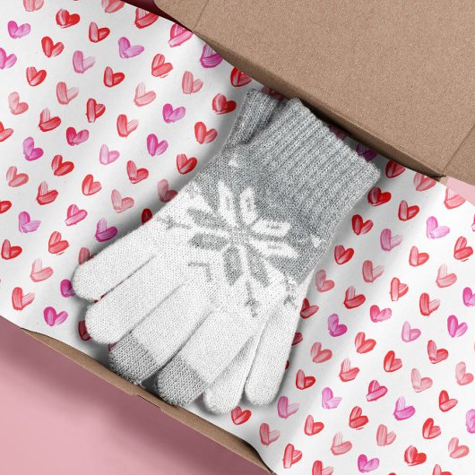 赤とピンクの水カラーハートパターンティッシュペーパー 薄葉紙