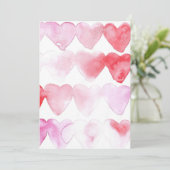 赤とピンクの水彩ハートの招待状 招待状 (スタンド正面)