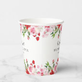 赤とピンクの水彩ローズ ブライダルシャワー 紙コップ (右)