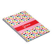 赤とピンクの水玉模様パーソナライズされたノート ノートブック (右側)