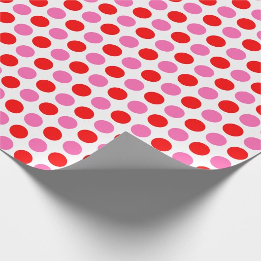 赤とピンクの水玉模様 ラッピングペーパー (角)
