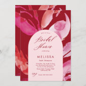 赤とピンクの水色ブライダルシャワーの招待 招待状 (正面/裏面)