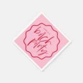 赤とピンクの波状フレームのバチェロレッテ スタンダードカクテルナプキン (角)