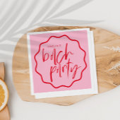 赤とピンクの波状フレームのバチェロレッテ スタンダードカクテルナプキン