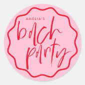 赤とピンクの波状フレームのバチェロレッテ ラウンドシール (正面)