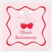 赤とピンクの波線の弓 チェリーオントップ おまかせ特典 スクエアシール (正面)