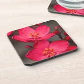 赤とピンクの熱帯フィジーの花 コースター (左側)
