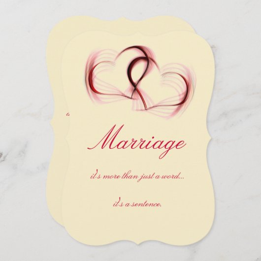 赤とピンクの皮肉なウエディングカード 招待状 (正面/裏面)