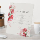 赤とピンクの紙バラバーメニュー 台座サイン (インサイチュ)