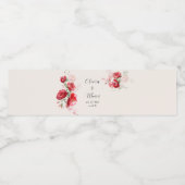 赤とピンクの紙バラ ペットボトルラベル (シングルラベル)