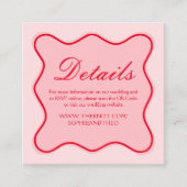赤とピンクの結婚詳細Qrコード エンクロージャーカード (正面)
