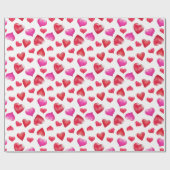 赤とピンクの絵を描ハートバレンタインデー ラッピングペーパー (フラット)