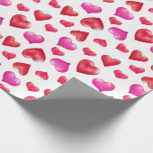 赤とピンクの絵を描ハートバレンタインデー ラッピングペーパー (角)