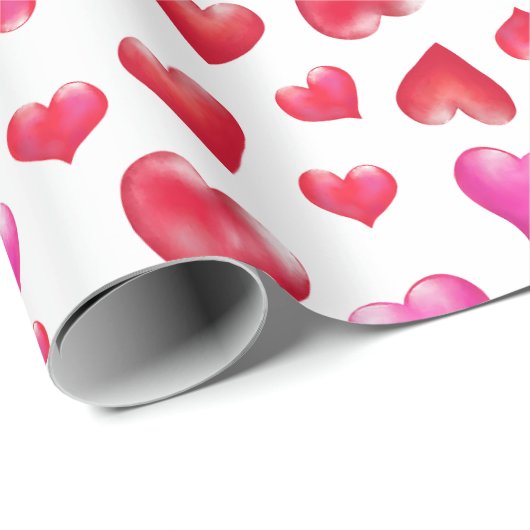 赤とピンクの絵を描ハートバレンタインデー ラッピングペーパー (ロールコーナー)