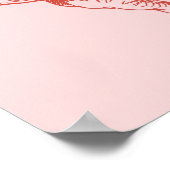 赤とピンクの絵本 ヴィンテージウサギのイラスト ポスター (角)