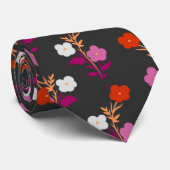 赤とピンクの繊細なレズビアン国旗の花 ネクタイ (ロール)