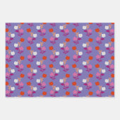 赤とピンクの繊細なレズビアン国旗の花 ラッピングペーパーシート (正面)