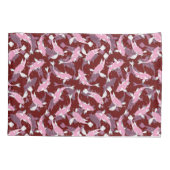 赤とピンクの繰り返しモチーフ |コイ魚の柄 枕カバー (裏面)