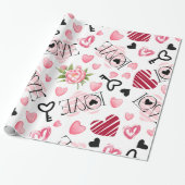 赤とピンクの耳 ラッピングペーパー (アンロールド)