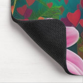 赤とピンクの花とハート マウスパッド (コーナー)