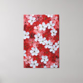 赤とピンクの花のインパスト壁画 キャンバスプリント (正面)