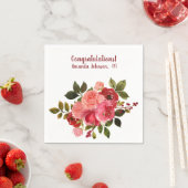 赤とピンクの花のバラの卒業 スタンダードカクテルナプキン (インサイチュ)