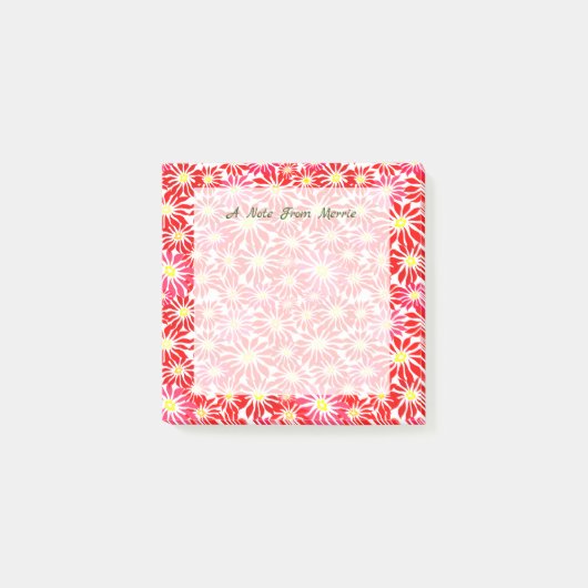 赤とピンクの花のポインセチア ホリデー柄 ポス ポストイット (正面)