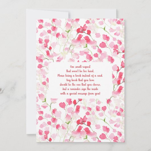 赤とピンクの花の赤ちゃんシャワー招待状 招待状 (裏面)