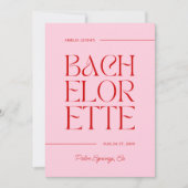 赤とピンクの花嫁の週末 招待状 (正面)