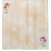 赤とピンクの花 シャワーカーテン (正面)