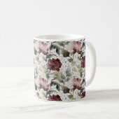 赤とピンクの花 雨粒 コーヒーマグカップ (正面右)